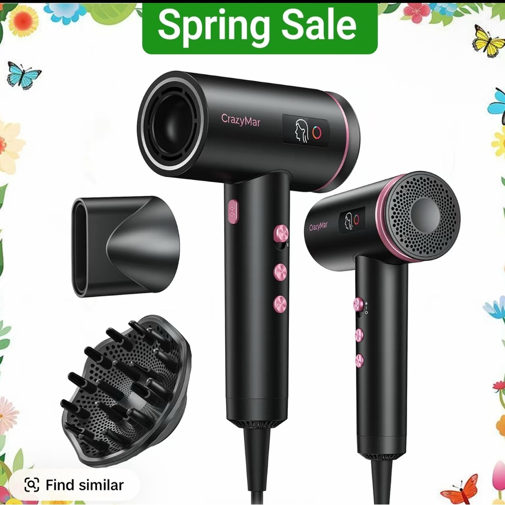 CrazyMar Black & Pink Compact Hair Dryer